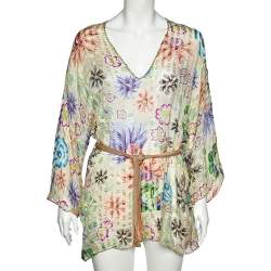 Missoni Mare Cream Printed Silk Belted Top S 