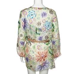 Missoni Mare Cream Printed Silk Belted Top S 
