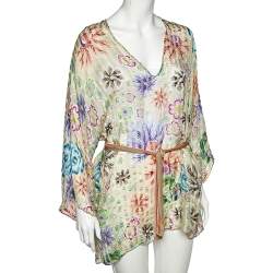 Missoni Mare Cream Printed Silk Belted Top S 