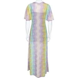 Pre Owned Missoni Mare Multicolored Lurex Knit V-Neck Maxi Dress M