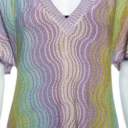 Pre Owned Missoni Mare Multicolored Lurex Knit V-Neck Maxi Dress M