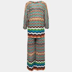 Pre Owned Missoni Mare Multicolor Textured Knit Top and Pants Set M