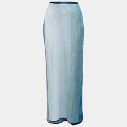 Missoni Mare Blue Striped Pattern Lurex Knit Wrap Skirt One Size