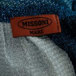 Missoni Mare Blue Striped Pattern Lurex Knit Wrap Skirt One Size
