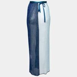 Missoni Mare Blue Striped Pattern Lurex Knit Wrap Skirt One Size