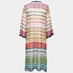 Missoni Mare Multicolor Chevron Pattern Lurex Knit Front Tie Robe M