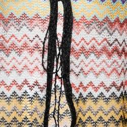 Missoni Mare Multicolor Chevron Pattern Lurex Knit Front Tie Robe M