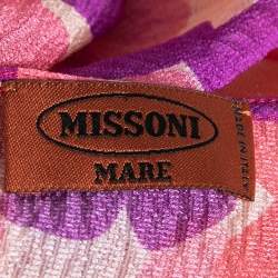 Pre Owned Missoni Mare Multicolored Printed Silk & Knit V-Neck Dress S