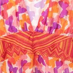 Pre Owned Missoni Mare Multicolored Printed Silk & Knit V-Neck Dress S