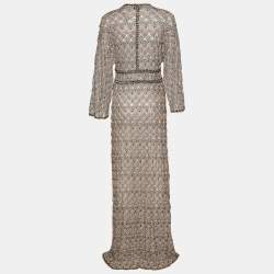 Pre Owned Missoni Mare Multicolor Patterned Knit Plunge Neck Maxi Dress L