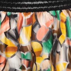 Pre Owned Missoni Mare Multicolor Printed Silk Handkerchief Hem Skirt M