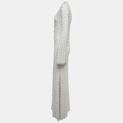 Pre Owned Missoni Mare White Lurex Knit Front Tie Long Sleeve Slit Maxi Dress M