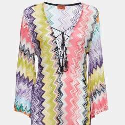 Missoni Mare Multicolor Patterned Crochet Knit Cover Up Maxi Dress L