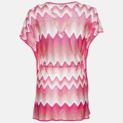Missoni Mare Pink Zig Zag Patterned Knit Tie Detail Top M