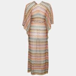 Missoni Mare Multicolour Chevron Patterned Knit Kaftan Maxi Dress M