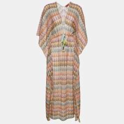 Missoni Mare Multicolour Chevron Patterned Knit Kaftan Maxi Dress M