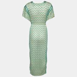 مملوكة مسبقًا Missoni Mare Yellow & Green Knit Side Slit Detail Dress S