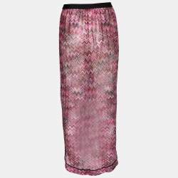 Pre Owned Missoni Mare Pink Knit Faux Wrap Asymmetric Skirt M