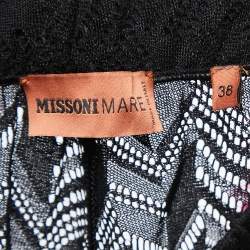 Missoni Mare Black Patterned Knit Contrast Hem Palazzo Pants S
