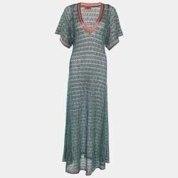 Missoni Mare Multicolor Lurex Knit Sheer Maxi Dress M