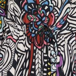 Pre Owned Missoni Mare Multicolor printed Silk & Crochet Fringe Detail kaftan Maxi Dress M