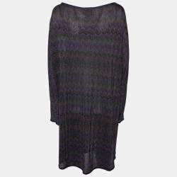 Pre Owned Missoni Mare Multicolor Chevron Lurex Knit Long Sleeve Dress L