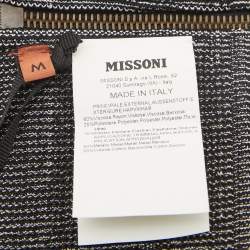 Pre Owned Missoni Black Striped Knit Elasticized Waist Belt