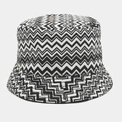 Pre Owned Missoni Black/White Zig Zag Synthetic Bucket Hat