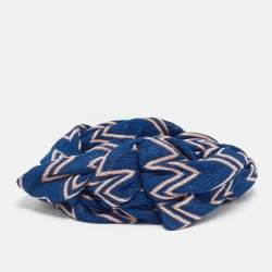 Pre Owned Missoni Blue/Pink Chevron Lurex Knit Headband One Size 