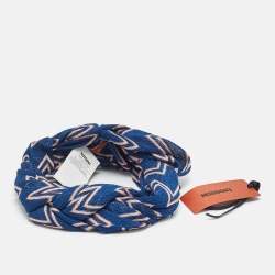 Pre Owned Missoni Blue/Pink Chevron Lurex Knit Headband One Size 