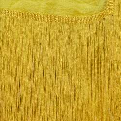 Pre Owned Missoni Yellow Printed Silk Tassel Detail Scarf