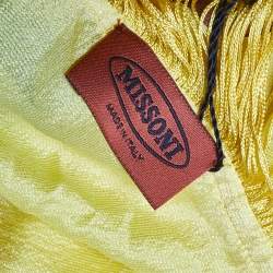 Pre Owned Missoni Yellow Printed Silk Tassel Detail Scarf