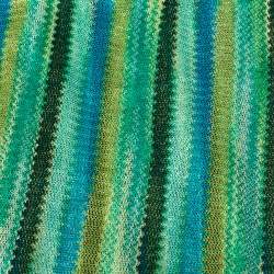Pre Owned Missoni Multicolor Striped Open Knit Fringed Stole