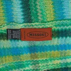 Pre Owned Missoni Multicolor Striped Open Knit Fringed Stole