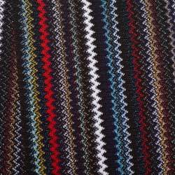 Pre Owned Missoni Black Striped Lurex Knit Fringed Stole