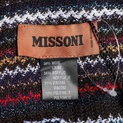Pre Owned Missoni Black Striped Lurex Knit Fringed Stole