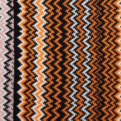 Pre Owned Missoni Multicolor Chevron Pattern Knit Fringed Wool Blend Scarf
