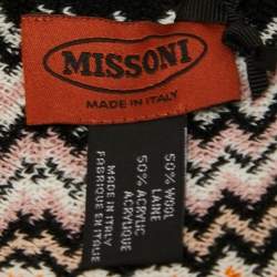 Pre Owned Missoni Multicolor Chevron Pattern Knit Fringed Wool Blend Scarf