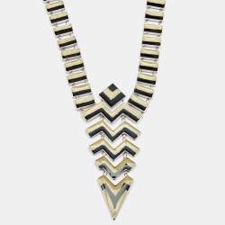 Pre Owned Missoni Enamel Silver Tone Geometric Shaped Long Necklace