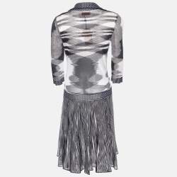 Pre Owned Missoni Black/White Patterned Jersey V Neck Short Dress M