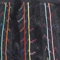 Missoni Black Stripe Lurex Knit Fringed Mini Skirt S