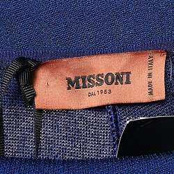 Pre Owned Missoni Blue Lurex Knit Wide-Leg Trousers M