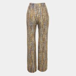 Pre Owned Missoni Yellow/Blue Patterned Wool Straight Leg Pants M