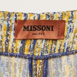 Pre Owned Missoni Yellow/Blue Patterned Wool Straight Leg Pants M