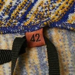 Pre Owned Missoni Yellow/Blue Patterned Wool Straight Leg Pants M