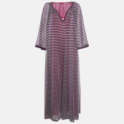 Missoni Purple Stripe Lurex Silk Knit Maxi Dress M