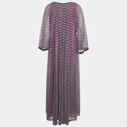 Missoni Purple Stripe Lurex Silk Knit Maxi Dress M