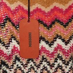 مملوكة مسبقًا Missoni Multicolor Chevron Knit Fringed Poncho One Size
