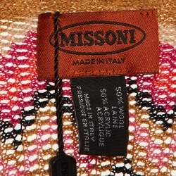 مملوكة مسبقًا Missoni Multicolor Chevron Knit Fringed Poncho One Size