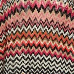 مملوكة مسبقًا Missoni Multicolor Chevron Knit Fringed Poncho One Size